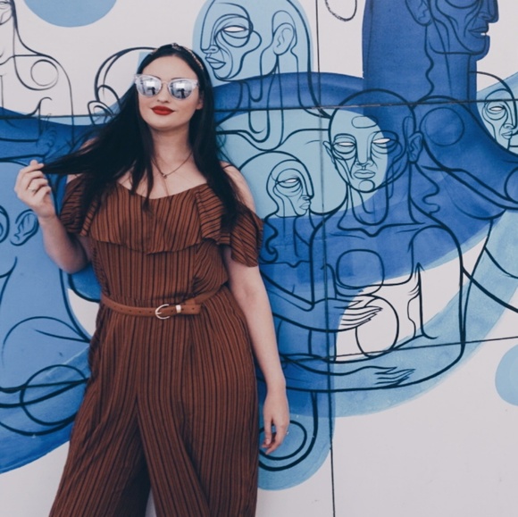 Xhilaration Pants - Xhilaration | Cold Shoulder Pin stripe Romper
